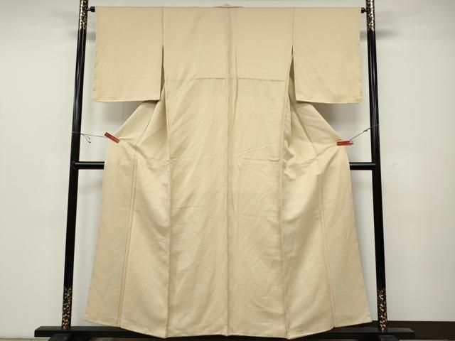 平和屋着物●上質な色無地 菱地紋 鳥の子色 正絹 ♥ ut