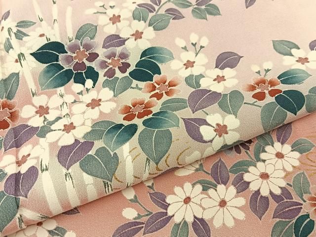  平和屋着物▽訪問着 単衣 流水花文 暈し染め 金彩 正絹 hj 訪問着 付け下げ 着物