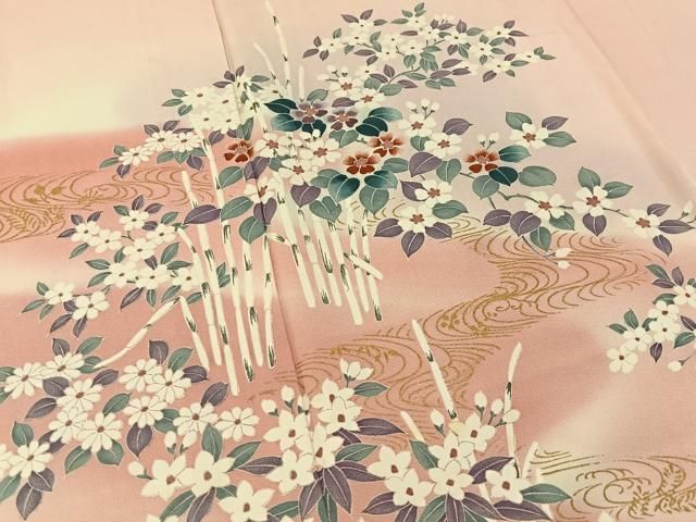 流水花文 暈し染め