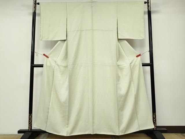 平和屋着物●上質な色無地 白緑色 正絹 ut