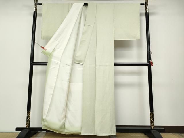  平和屋着物●上質な色無地 白緑色 正絹 ut 色無地 着物