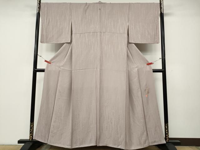 平和屋着物●上質な色無地 本草木染 夢衣華 龍道華彩 笹竹地紋 灰桜色 正絹 ut