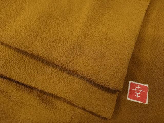 平和屋着物●ファッションデザイナー 花井幸子 色無地 霞地紋 桑茶色 正絹 ut