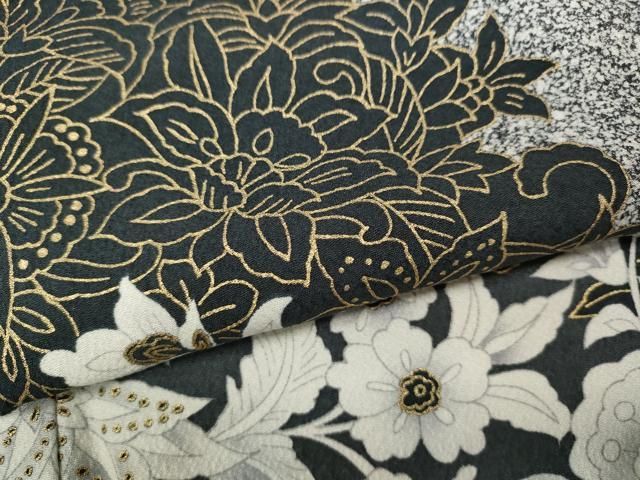 平和屋着物○訪問着 更紗花唐草文 たたき染め 金彩 正絹 逸品
