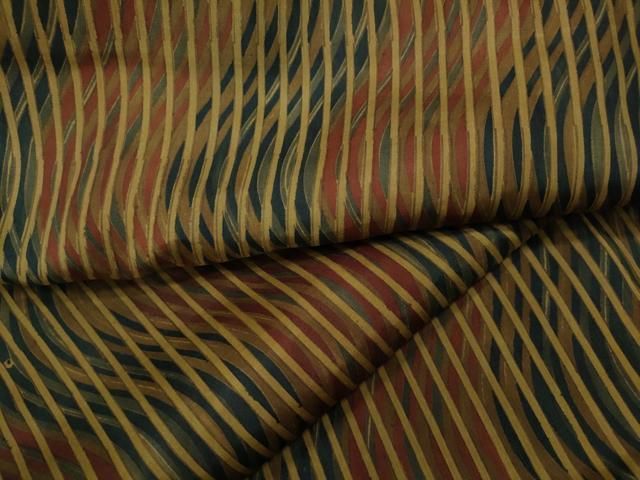 平和屋着物●男性 小紋 紬地 よろけ縞 正絹 ut