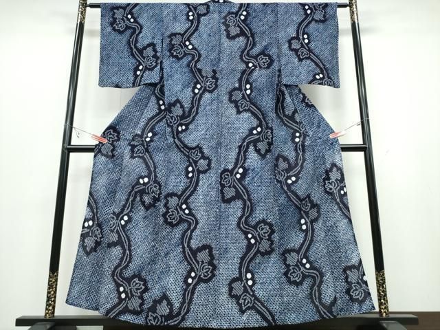 平和屋着物∴夏物 浴衣 有松鳴海絞り 南天文 綿 ng