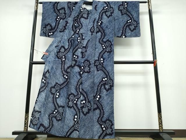 平和屋着物∴夏物 浴衣 有松鳴海絞り 南天文 綿 ng