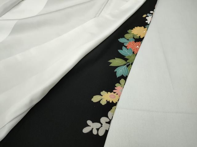 平和屋着物○豪華黒留袖 友禅 作家物 草花文 正絹 逸品 未使用