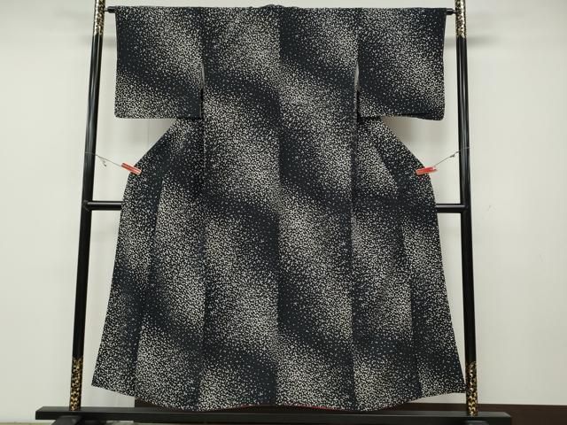 平和屋着物●上質な小紋 箔散らし 黒地 正絹 ut