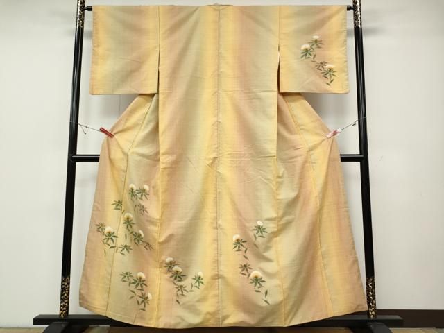 平和屋着物○訪問着 紬地 手描き 紅花 正絹 逸品 CABC2074ut - メルカリ