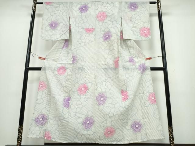 平和屋着物∴夏物 浴衣 有松鳴海絞り 流水舞花文 綿 ng