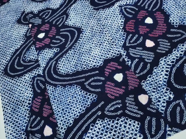  平和屋着物∴夏物 浴衣 有松鳴海絞り 流水薔薇文 綿 ng 浴衣単品 浴衣