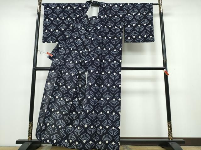 平和屋着物∴夏物 浴衣 有松鳴海絞り 裏菊文 綿 ng