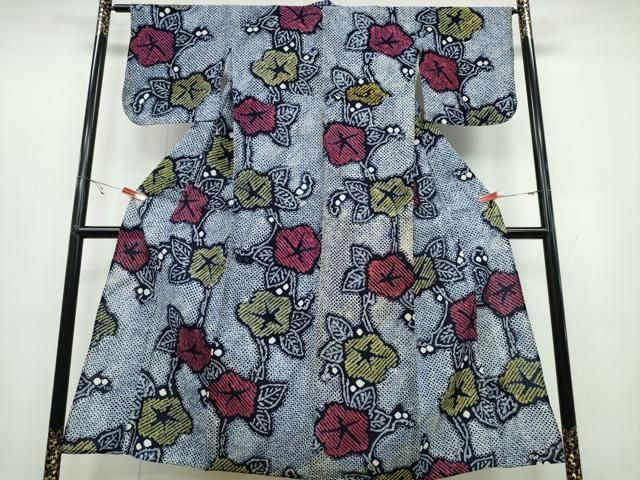 平和屋着物∴夏物 浴衣 有松鳴海絞り 朝顔 綿 ng