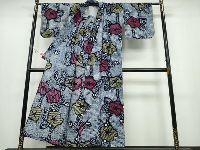 平和屋着物∴夏物 浴衣 有松鳴海絞り 朝顔 綿 ng