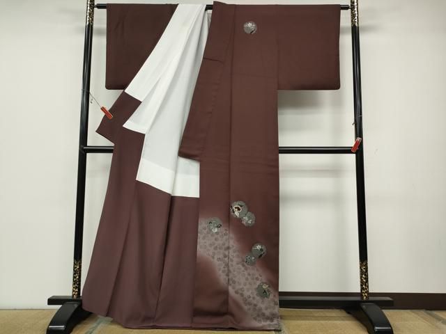 平和屋着物●訪問着 刺繍 雪輪草花文 暈し染め 銀彩 正絹 ut