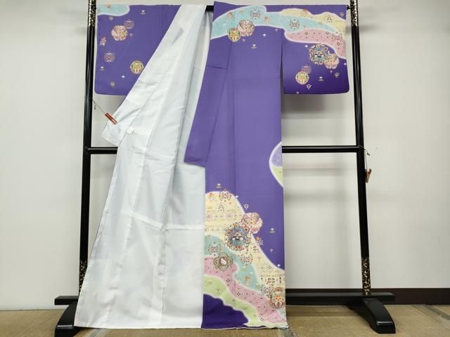 平和屋着物●訪問着 道長正倉院花鳥文 ロング丈 洗える着物 ut