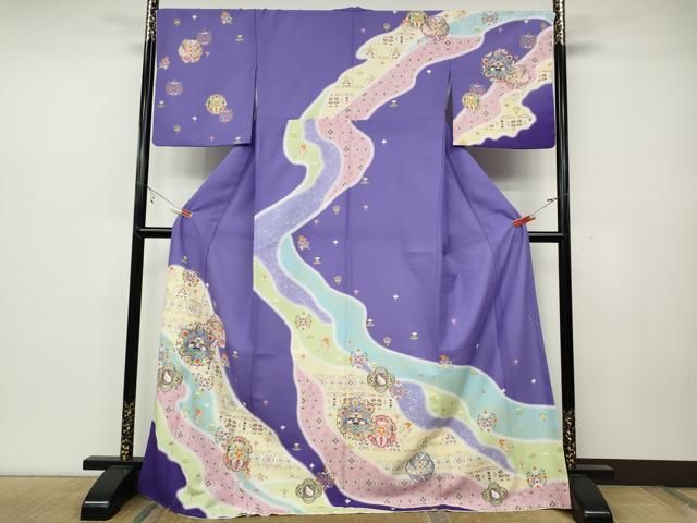 平和屋着物●訪問着 道長正倉院花鳥文 ロング丈 洗える着物 ut