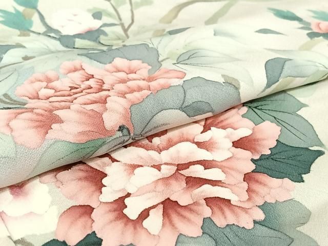 平和屋着物▽訪問着 単衣 手描き 草花文 暈し染め 正絹 逸品