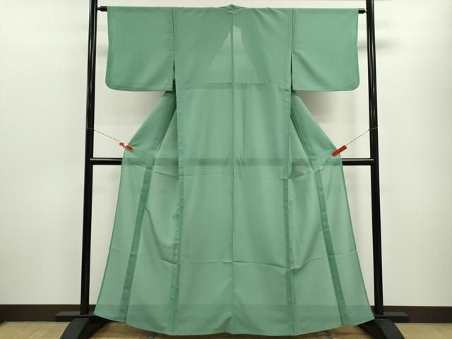 平和屋着物＊夏物 色無地 絽 山葵色 洗える着物 ze