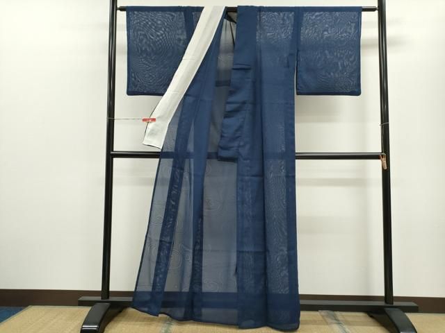 濃藍色 洗える着物