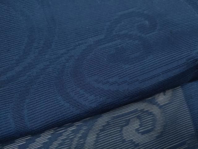 平和屋着物＊夏物 色無地 立波紋紗 濃藍色 洗える着物 CABB9733ze