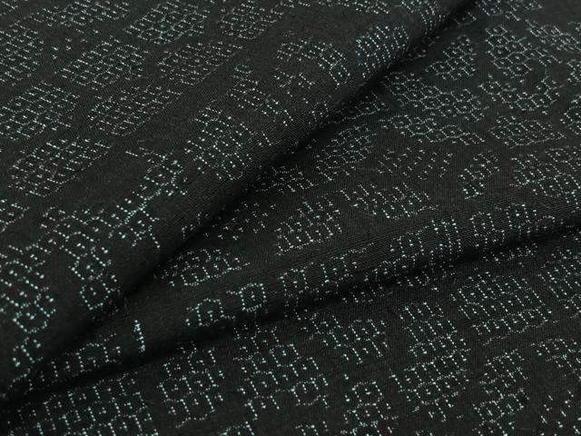 平和屋着物▽結城紬 単衣 80亀甲 横段花文 正絹 jh