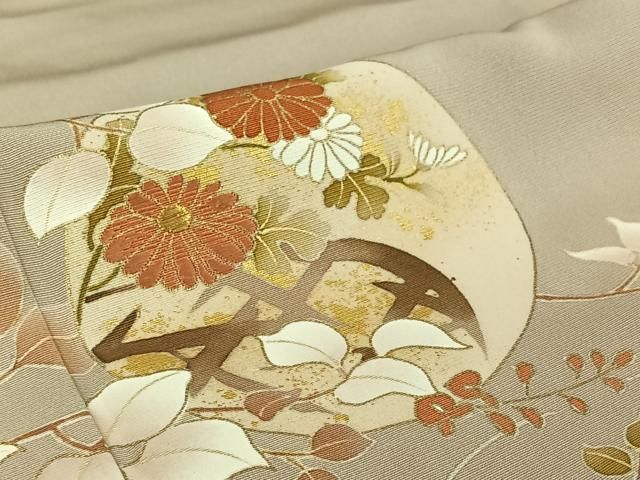 平和屋着物▽訪問着 単衣 刺繍 流水花丸文 金糸 金彩 正絹 逸品