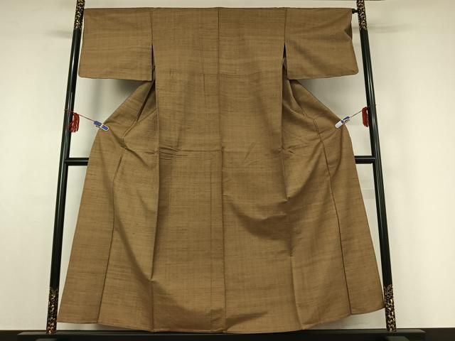 平和屋着物▽上質な紬 単衣 縞 正絹 jh