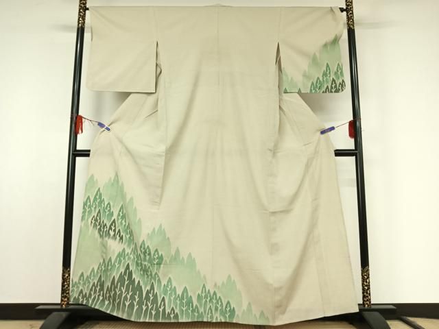 平和屋着物▽本塩沢 訪問着 単衣 樹林文 正絹 逸品 AABF2552jh - メルカリ