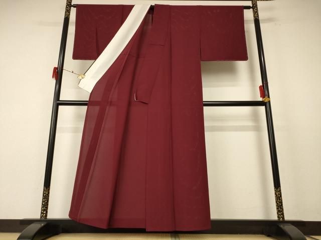 平和屋着物＊夏物 色無地 絽 葡萄茶色 正絹 jd