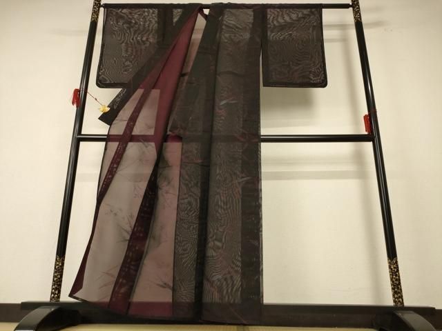  平和屋着物＊夏物 小紋 紗 枝葉文 銀糸 正絹 ♥ jd 小紋 着物