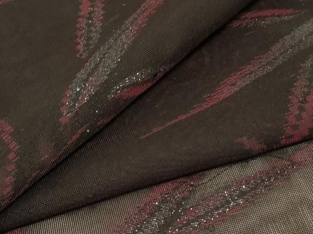 平和屋着物＊夏物 小紋 紗 枝葉文 銀糸 正絹 ♥ jd