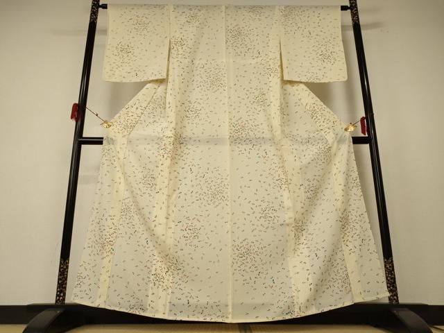 平和屋着物＊夏物 小紋 絽 舞葉文 正絹 jd