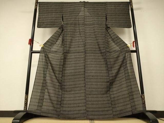 平和屋着物＊夏物 小紋 絽 作家物 変わり縞 洗える着物 jd