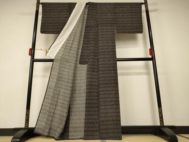  平和屋着物＊夏物 小紋 絽 作家物 変わり縞 洗える着物 jd 小紋 着物