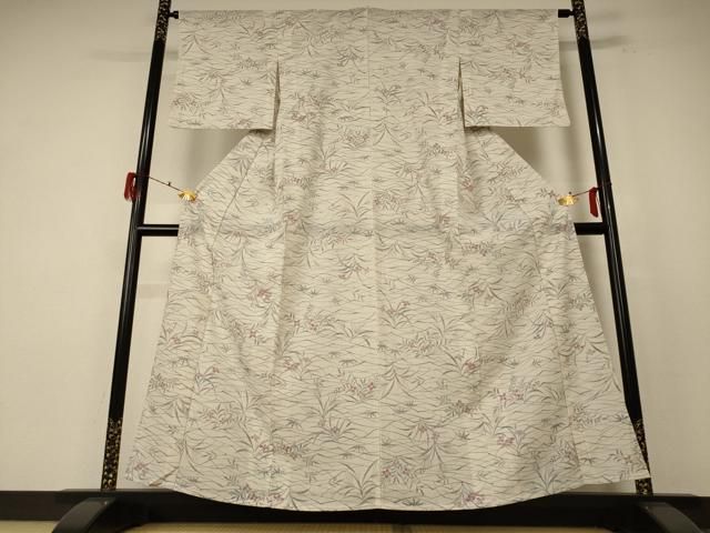 平和屋着物＊夏物 小紋 紗 草花文 洗える着物 jd