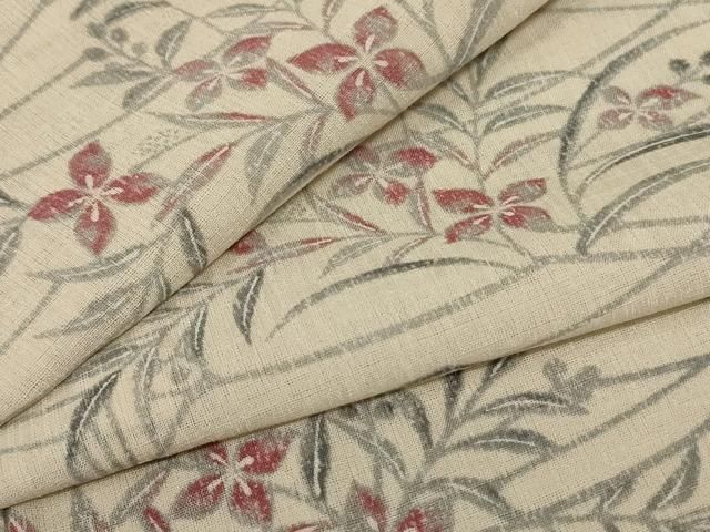 平和屋着物＊夏物 小紋 紗 草花文 洗える着物 jd