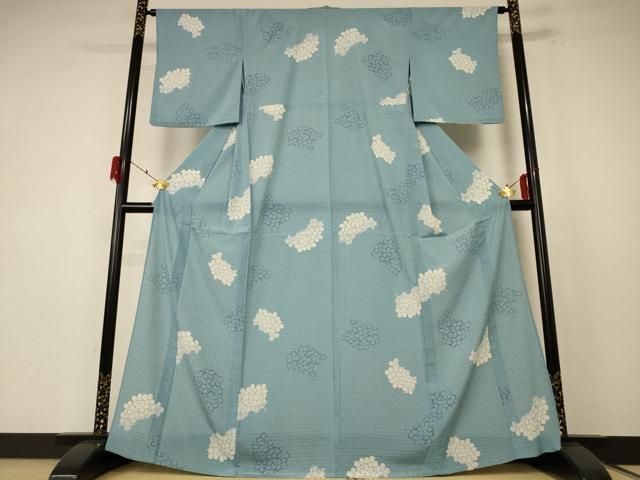 平和屋着物＊夏物 小紋 絽 花づくし文 洗える着物 jd