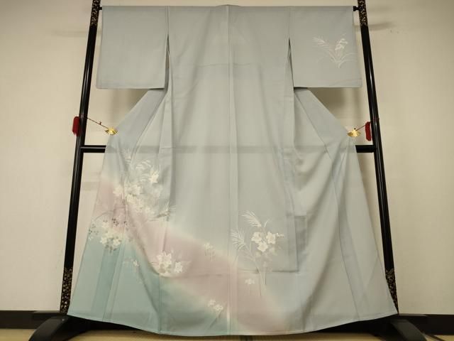 平和屋着物＊夏物 訪問着 絽 草花文 暈し染め 正絹 逸品 AABF1588jd