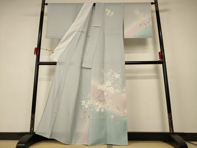 平和屋着物＊夏物 訪問着 絽 草花文 暈し染め 正絹 逸品 AABF1588jd