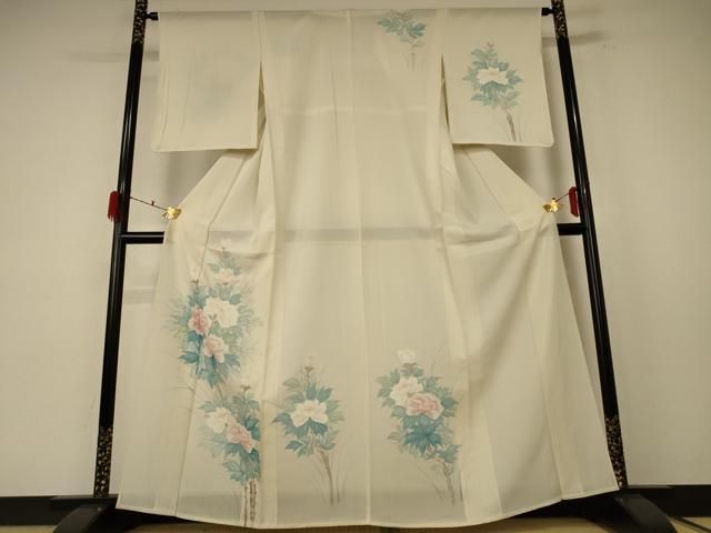 平和屋着物＊夏物 訪問着 絽 手描き 草花文 正絹 jd