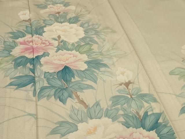  平和屋着物＊夏物 訪問着 絽 手描き 草花文 正絹 jd 訪問着 付け下げ 着物