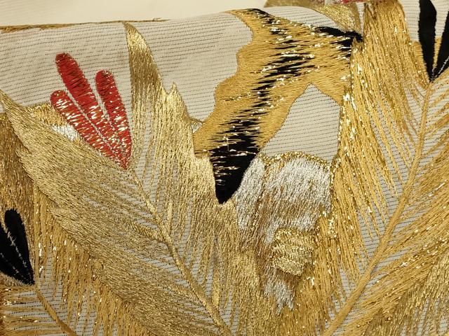 平和屋着物＊夏物 振袖 絽 刺繍 松葉文 金銀糸 洗える着物 AABF1593jd