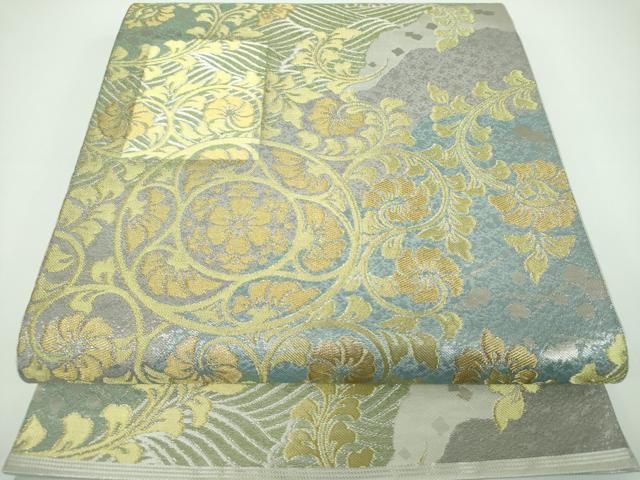 平和屋着物●西陣 川島織物 六通柄 本袋帯 花唐草文 金銀糸 正絹 ps