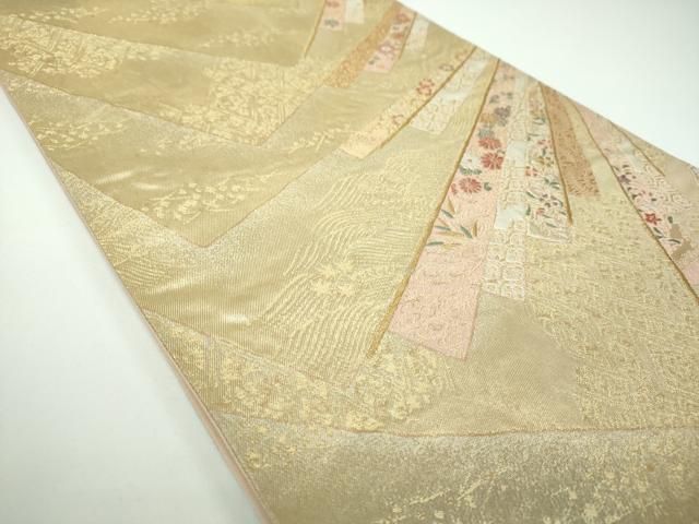 平和屋着物●西陣の名門 加納幸謹製 六通柄袋帯 色紙重ね花文 金糸 引箔 正絹 ps