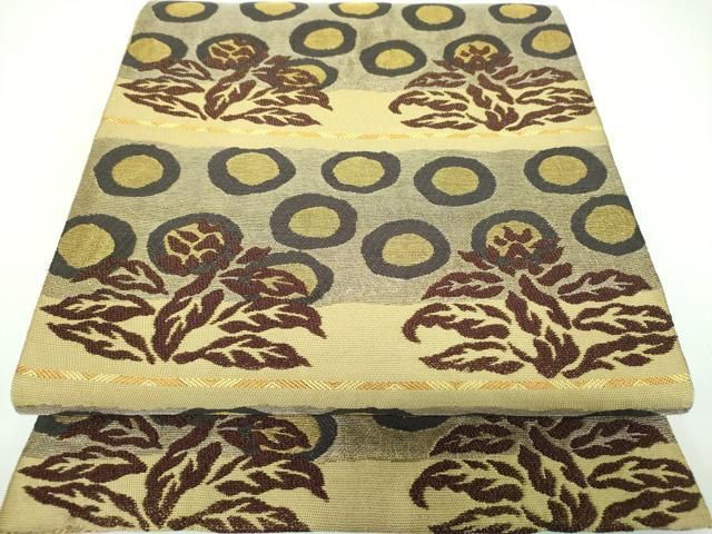 平和屋着物●両面 六通柄帯 世界自然遺産 屋久杉 金銀糸 正絹 ps