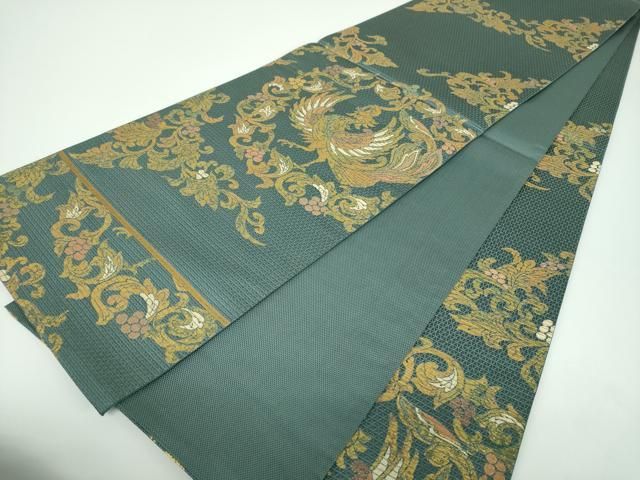  平和屋着物●六通柄袋帯 葡萄唐草鳳凰 金糸 正絹 ps 袋帯 帯