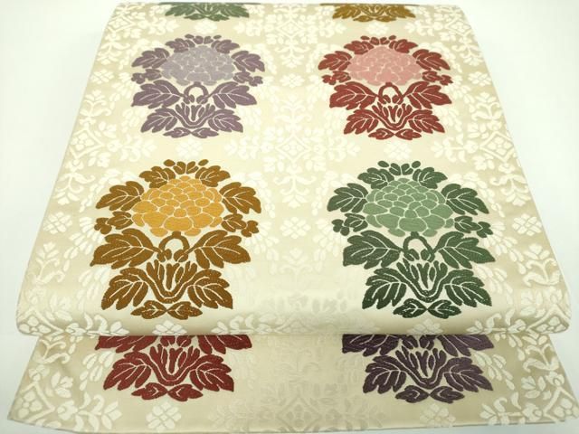 平和屋着物●六通柄袋帯 唐織 花卉華紋 鈴乃屋扱い 正絹 ps