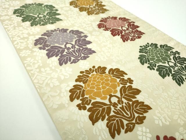 平和屋着物●六通柄袋帯 唐織 花卉華紋 鈴乃屋扱い 正絹 ps